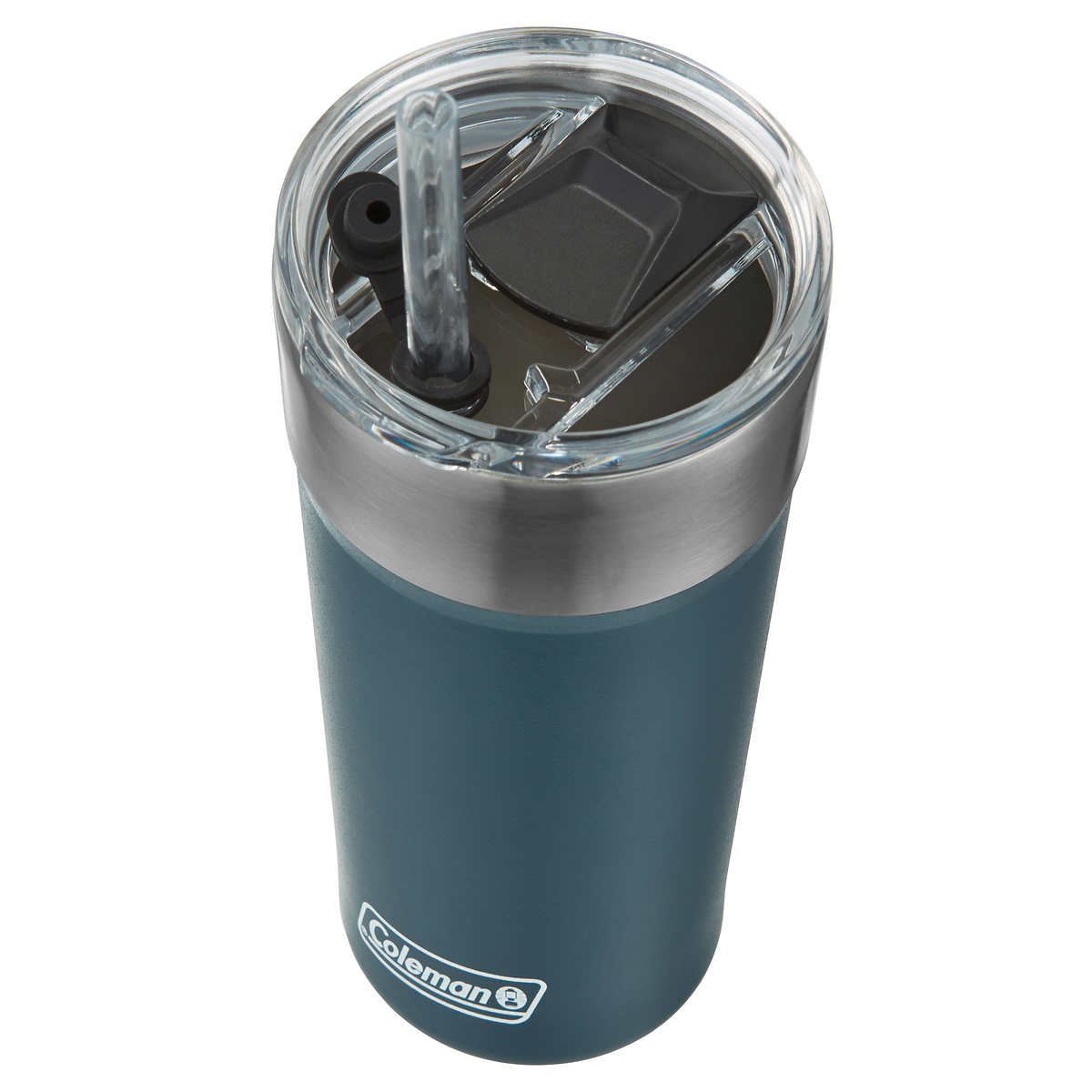 20 oz Green and Blue Stainless Steel Coleman Tumblers with Straw