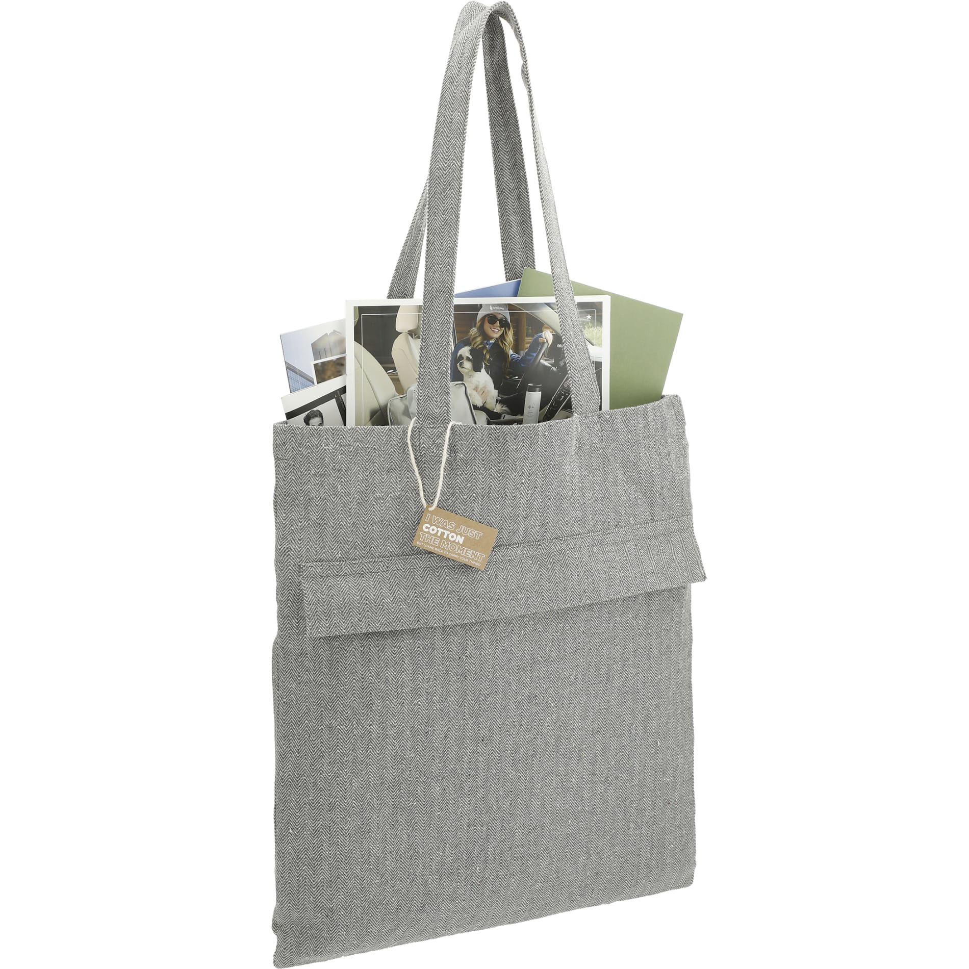 Recycled Cotton Herringbone Tote w/Zip Pocket 7
