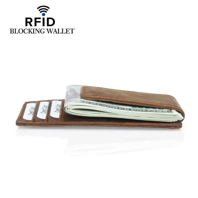 RFID Blocking Leather Card Holder Slim Front Pocket Wallet 5