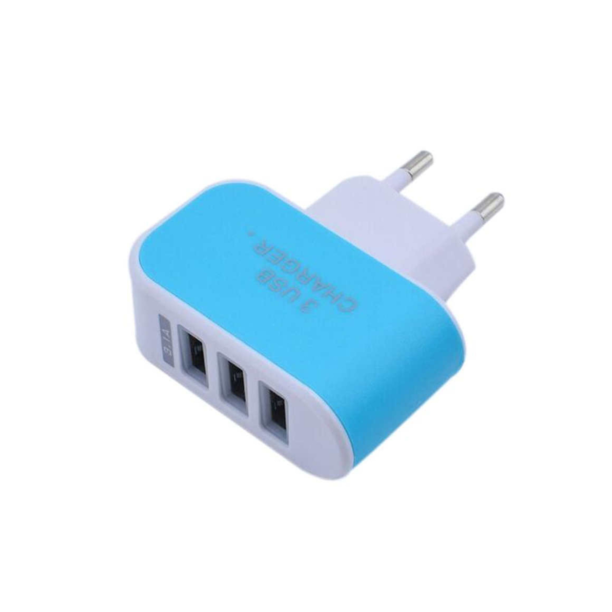 Three Port Wall Charger 5 Volt 2 Amp 2.6" x 2.4" 6