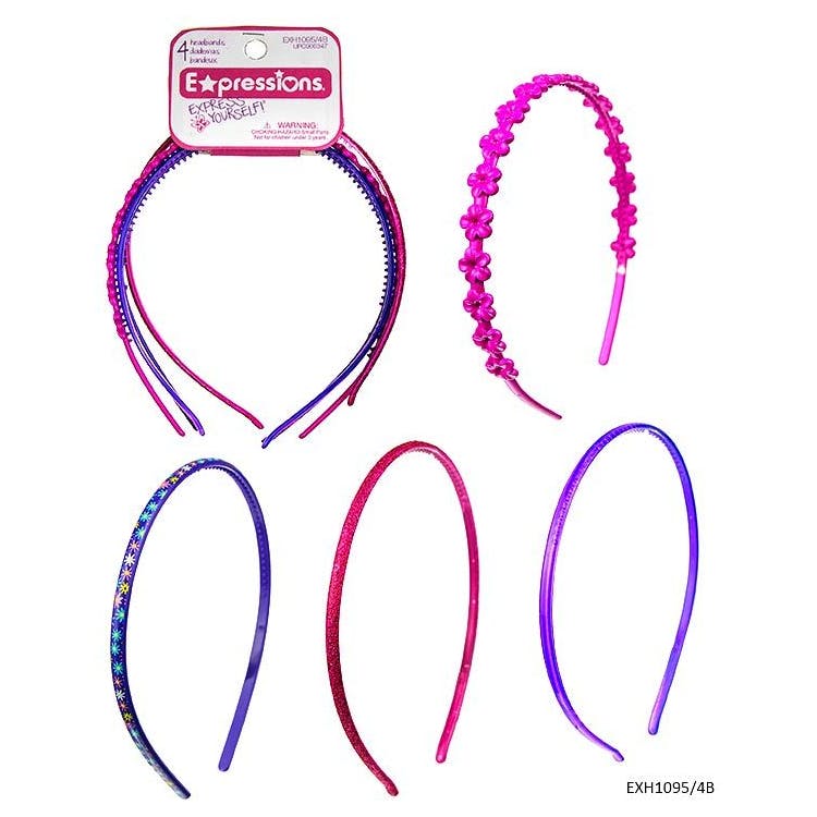 Skinny Headbands - 4 Pack Assorted Colors & Designs 2