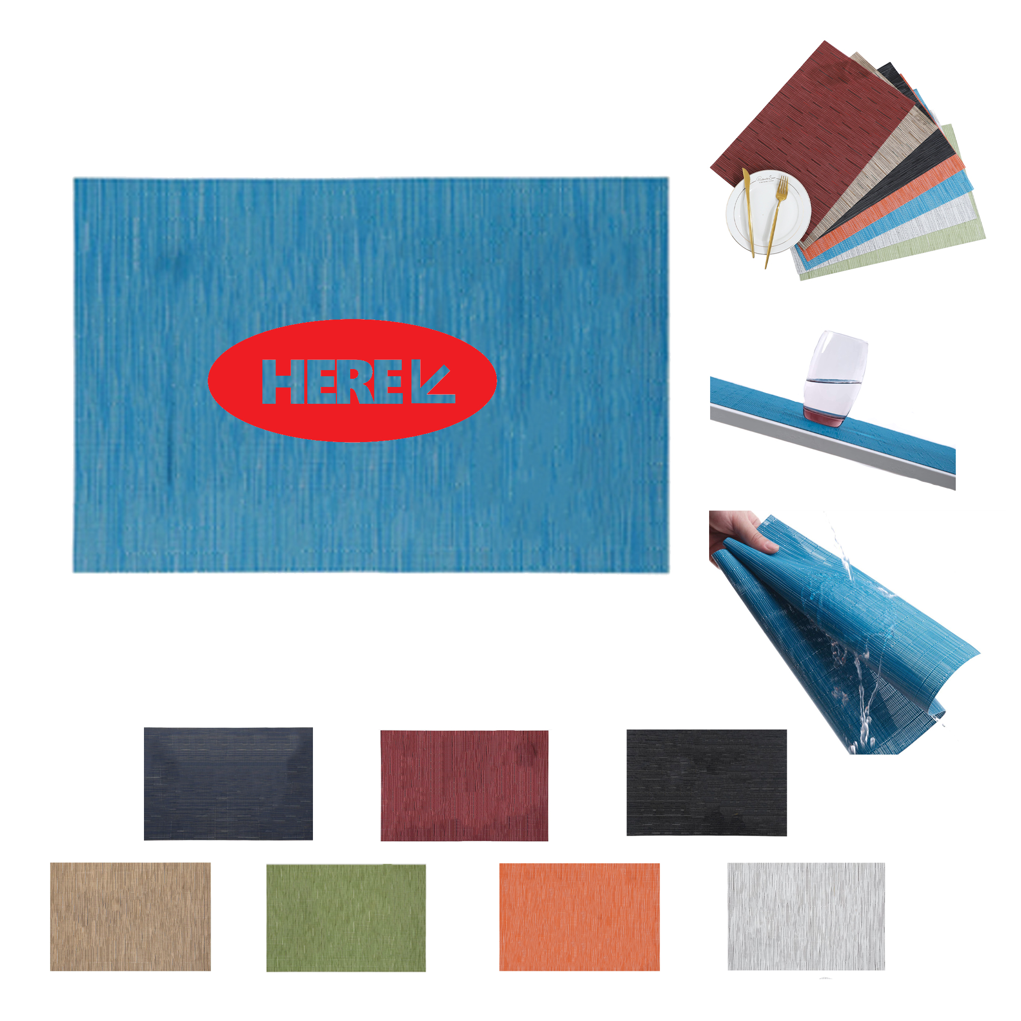 Square Bamboo Pattern PVC Non Slip Table Runner MOQ 50 2