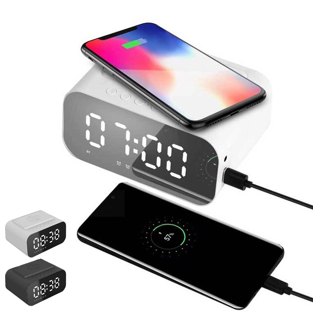 Digital Led Clock Wireless Charger Bluetooth Speaker 2