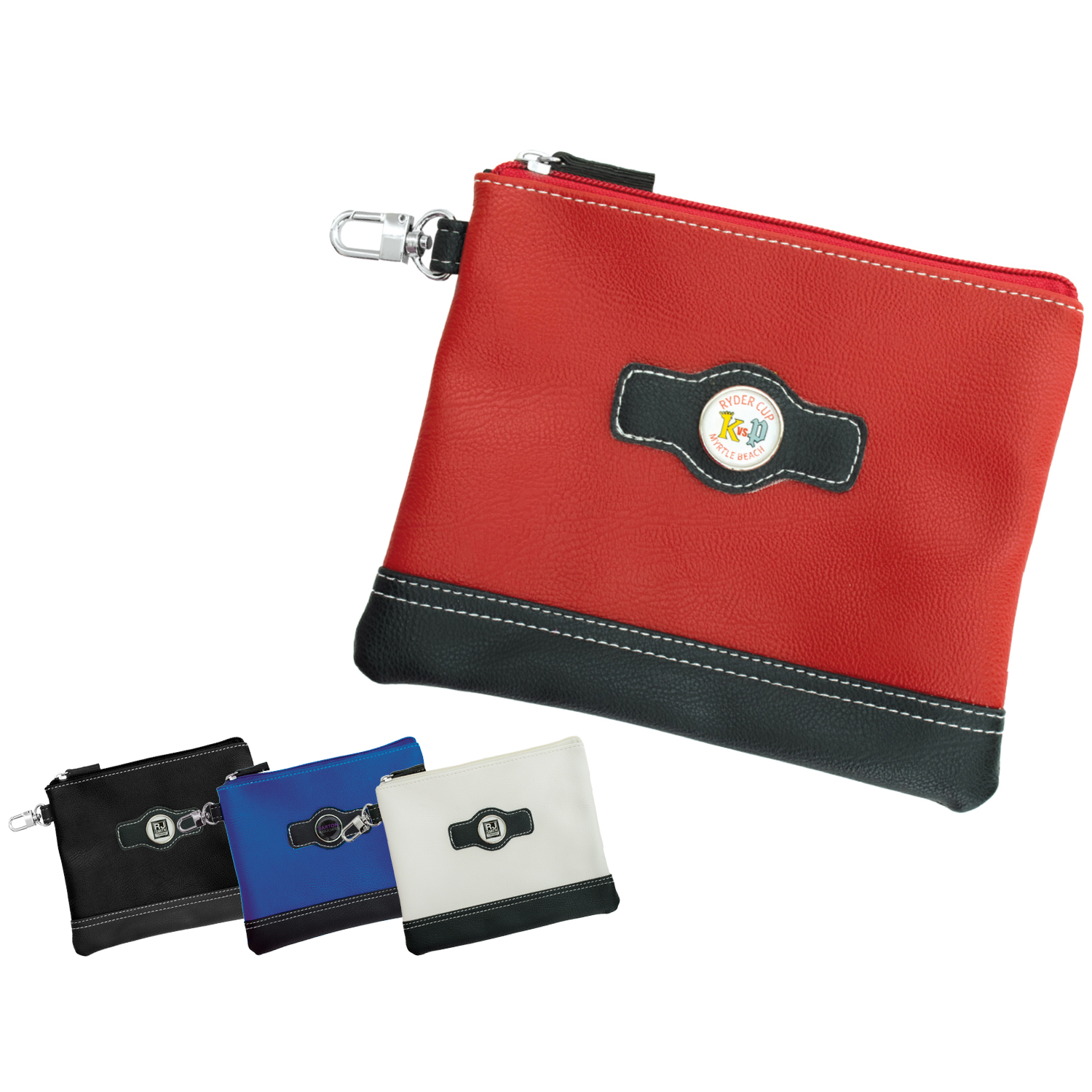 Leatherette Zippered Valuables Pouch