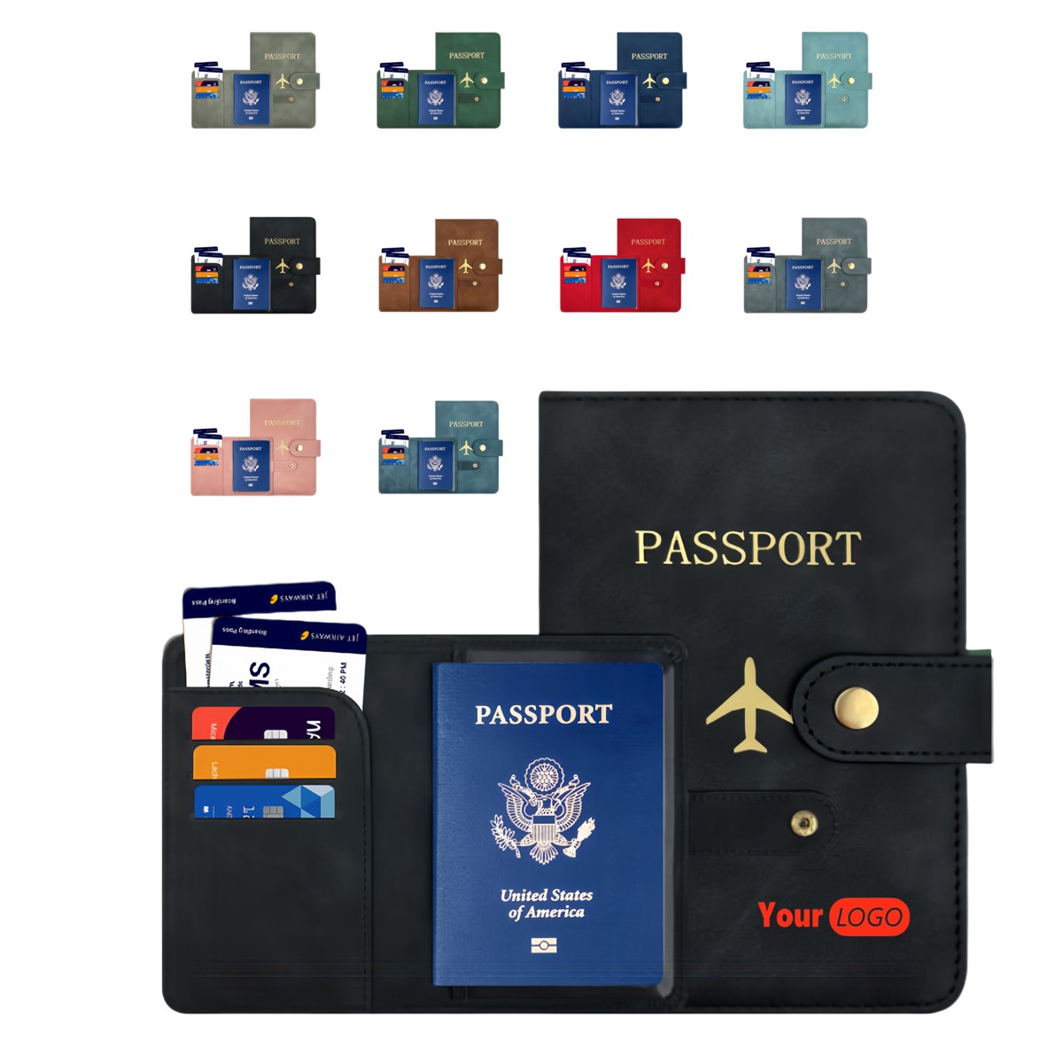 Simple Multifunctional PU Leather Passport Holder 1