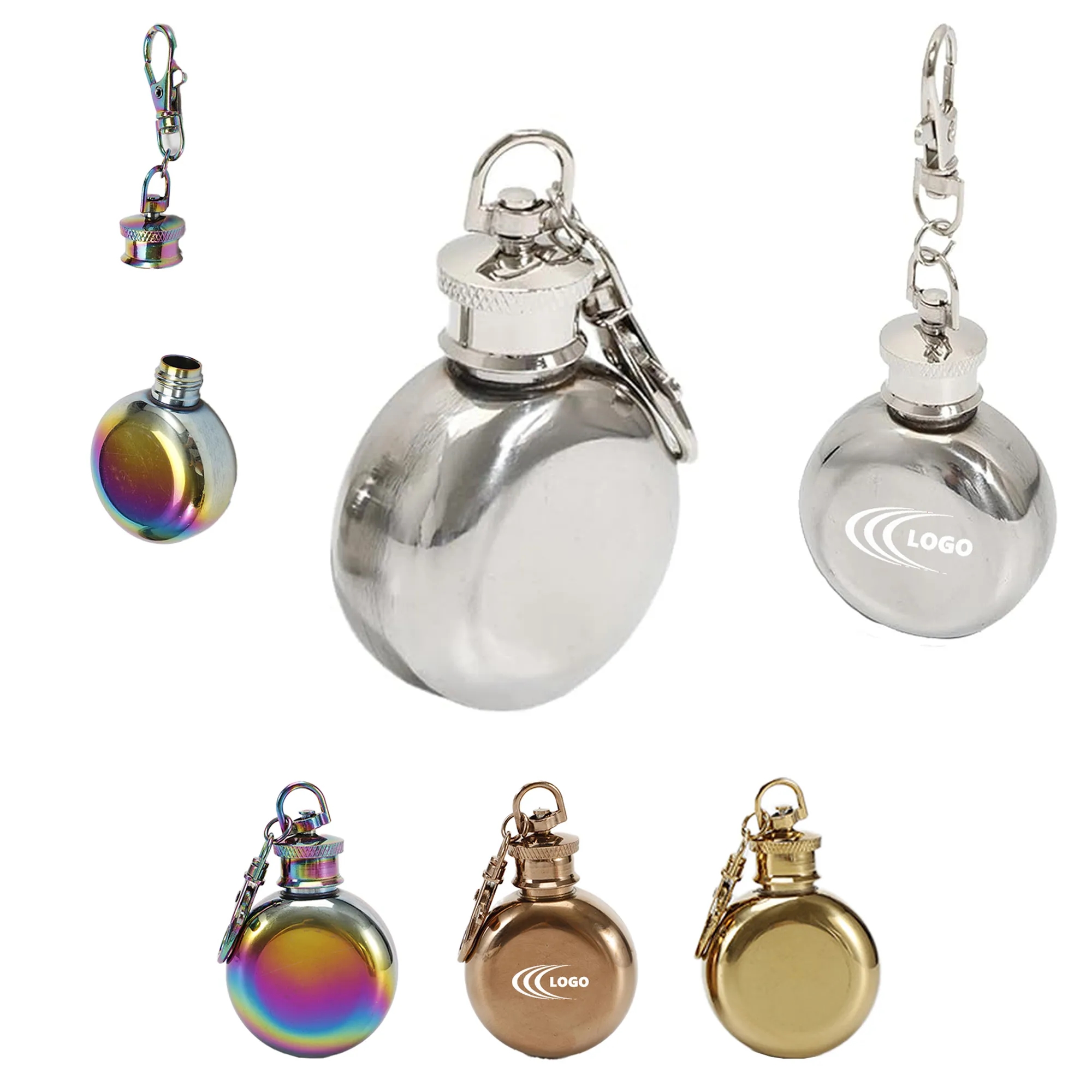 1oz Mini 304 Stainless Steel Round Flask 2