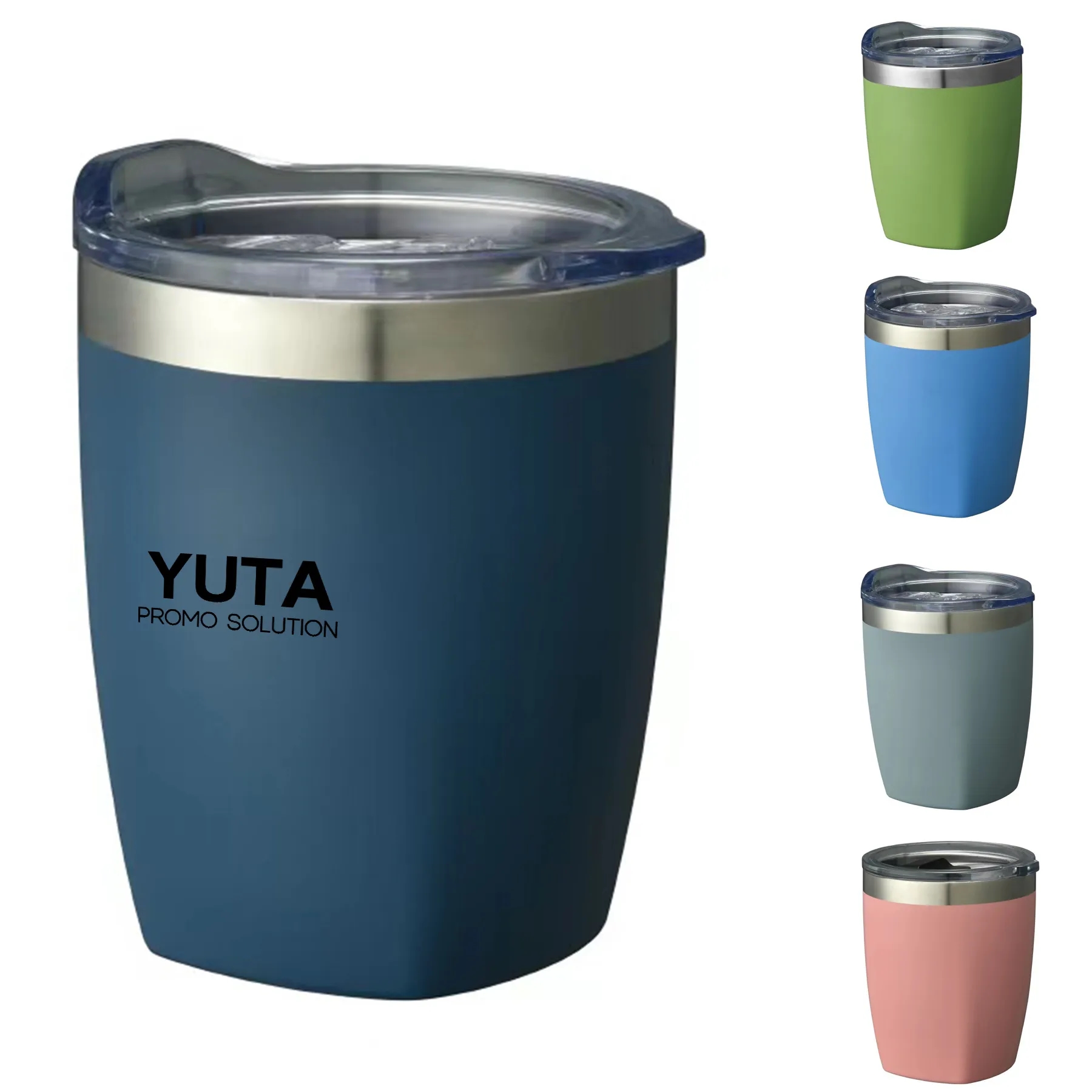 12Oz Insulated Stainless Steel Stemless Travel Cup With Lid 1
