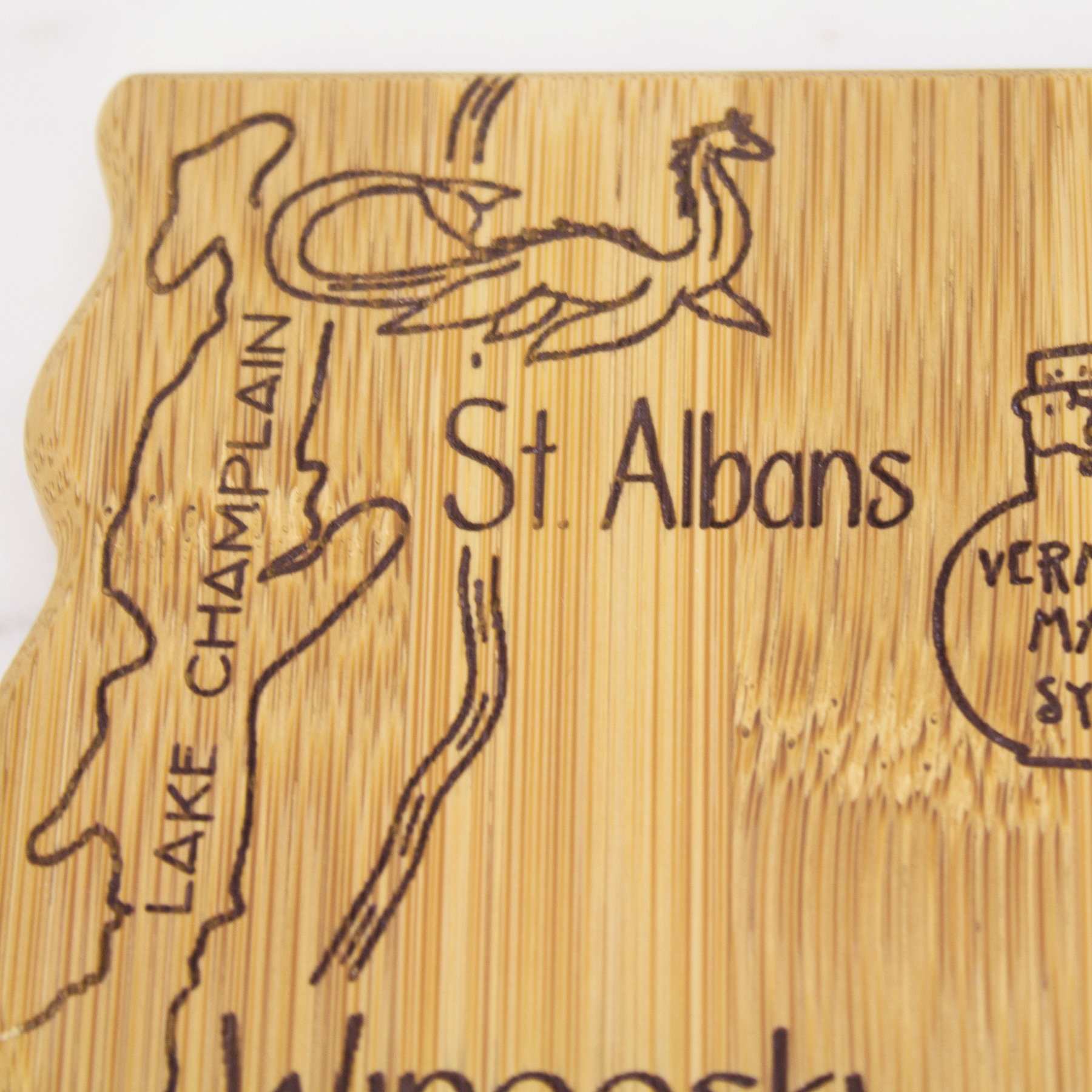 Destination Vermont State Shaped Bamboo Serving and Cutting Board 4