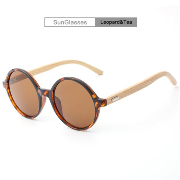 Bamboo Wood Arms Round Sunglasses 6