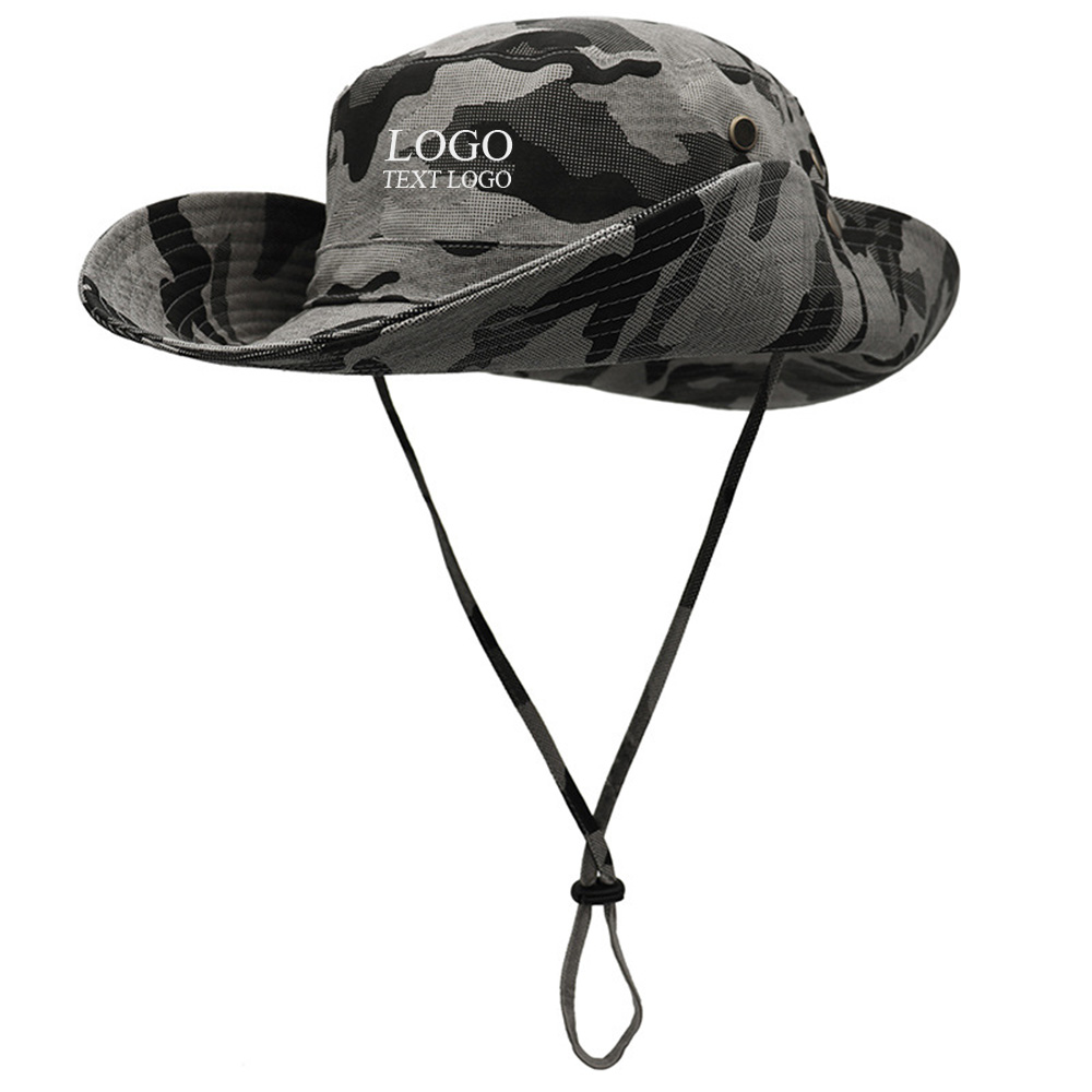 Tactical Camouflage Large Brim Custom Bucket Hats 8