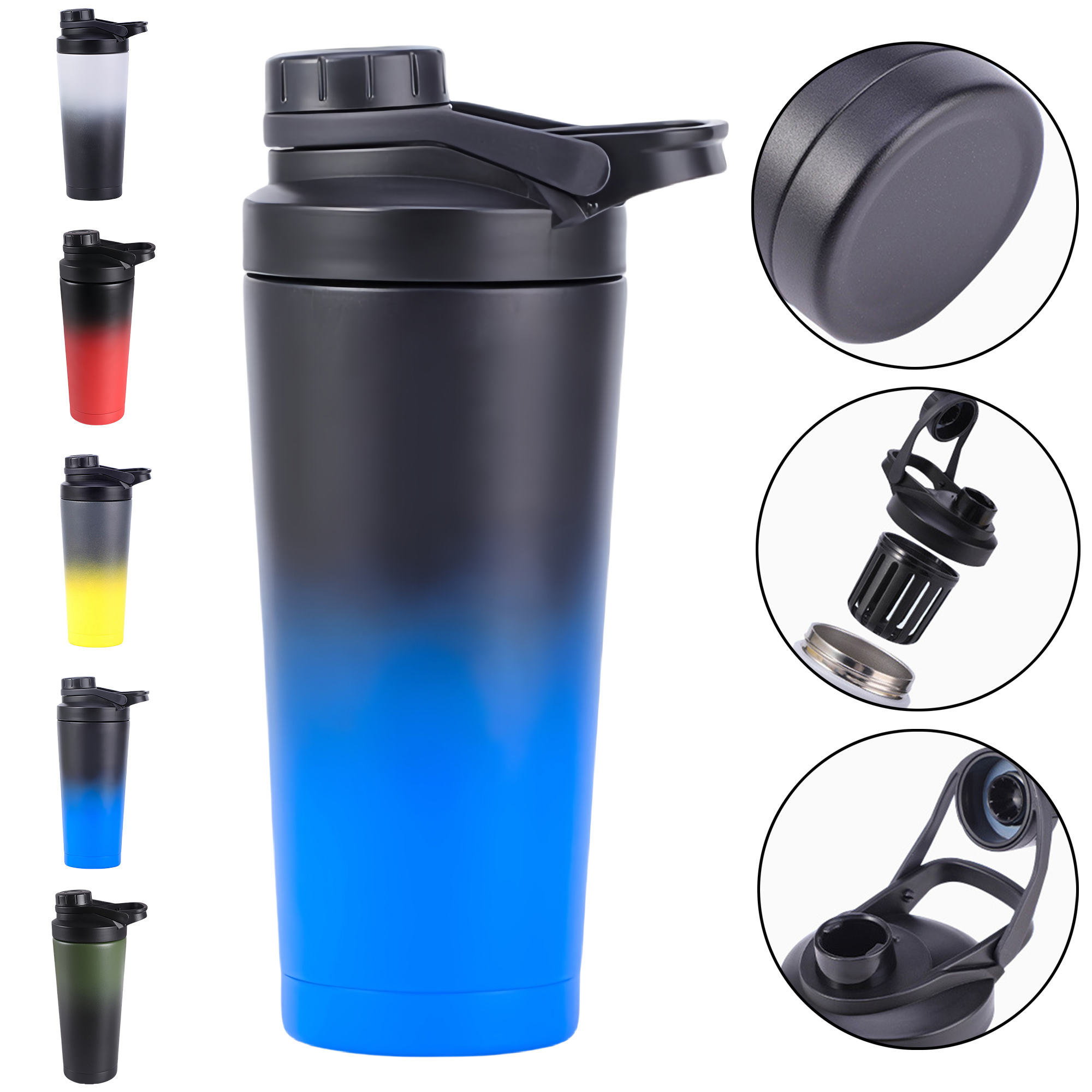 700ml Stainless Steel Double Wall Vacuum Insulated Tumbler 25oz Flip Lid Protein Shaker Cup 2