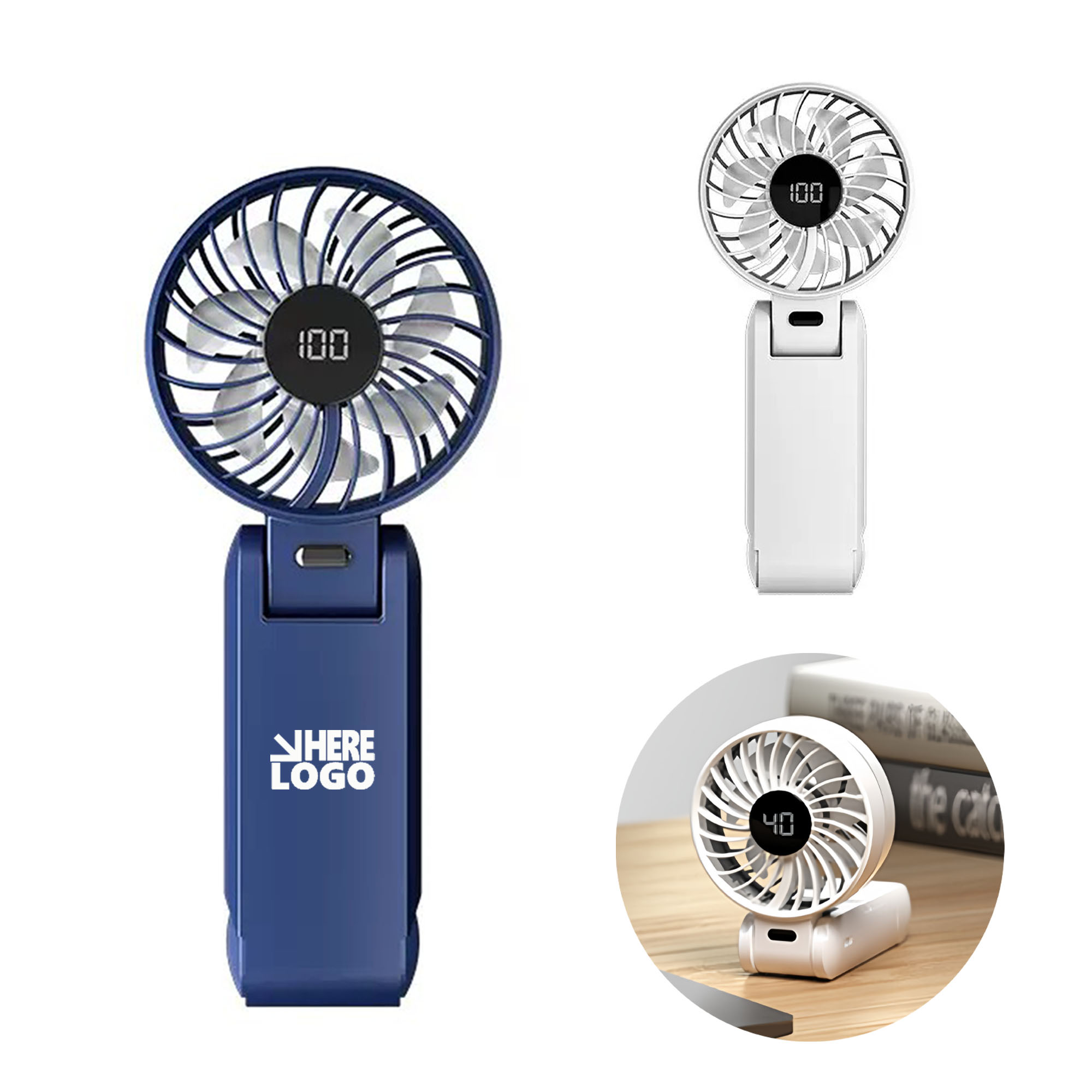 Portable Folding Fan with Digital Display 2
