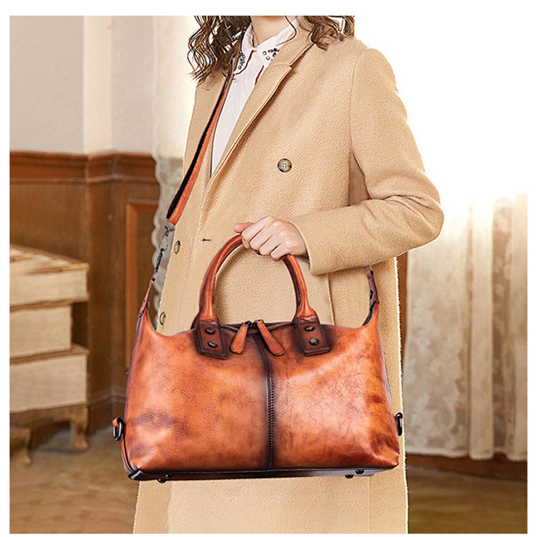 Genuine Leather Tote Handbag Cross-body Bag 3