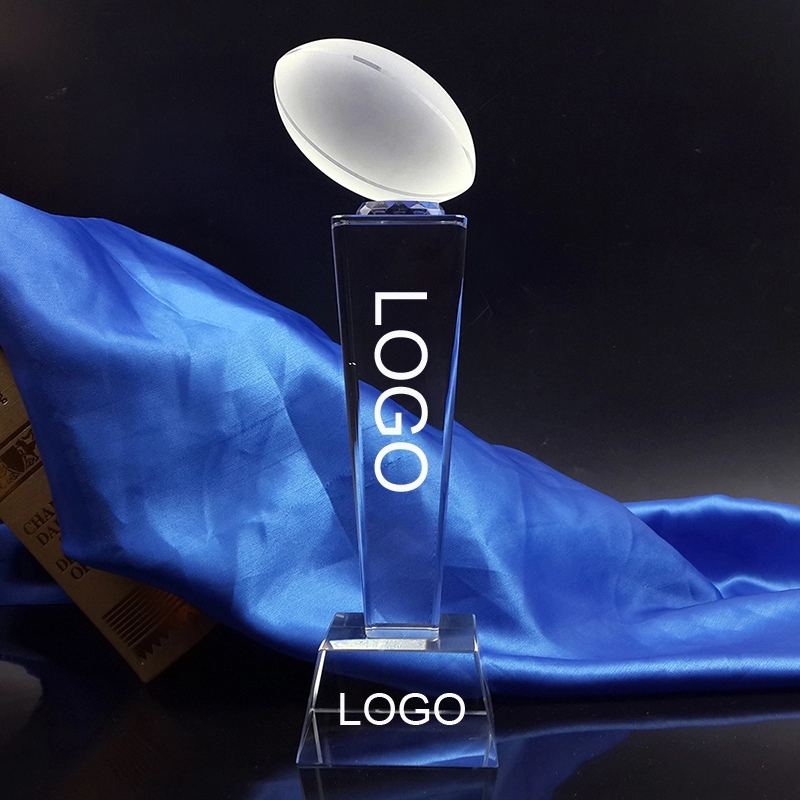 Optical Crystal Rugby Ball Column Award 4