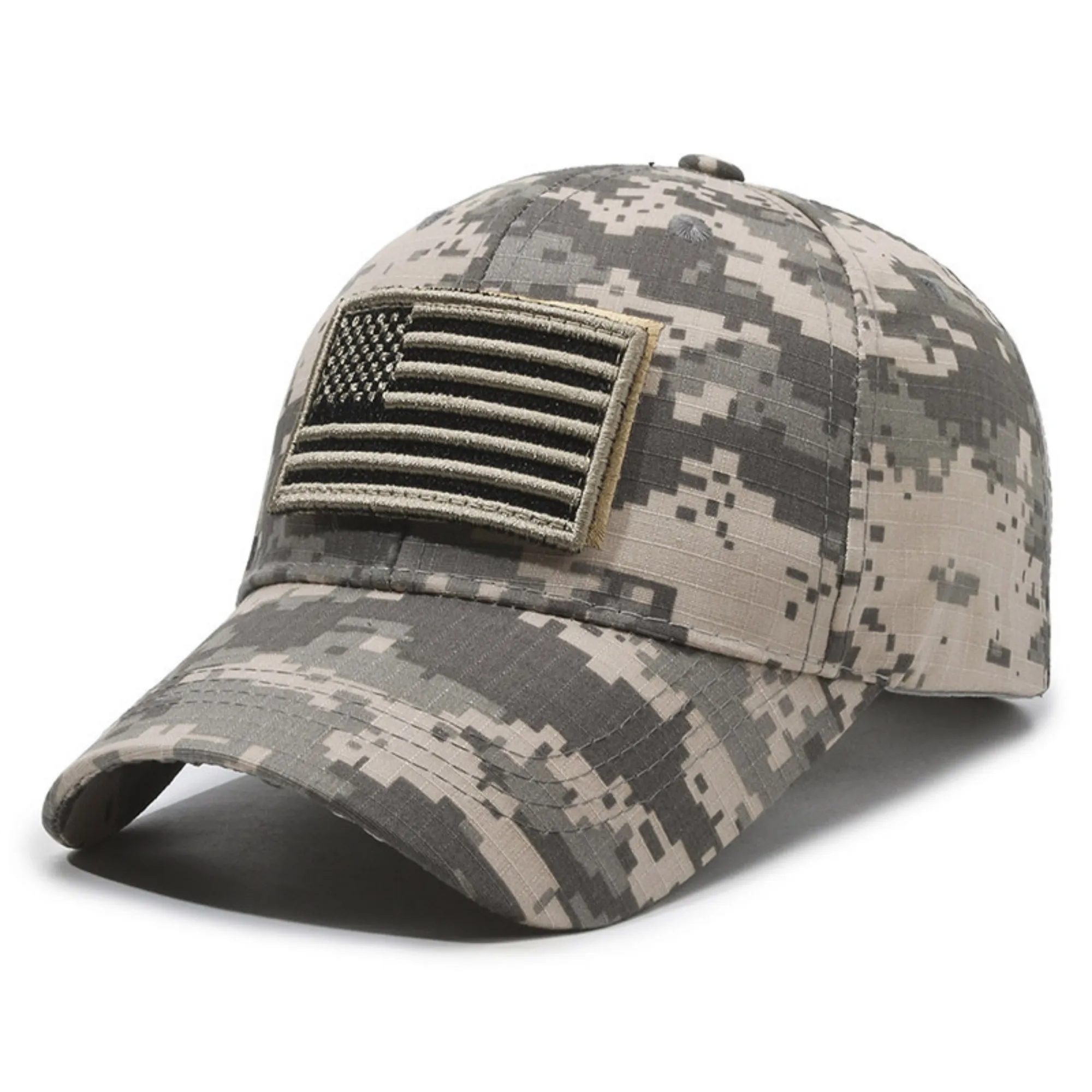 Camouflage Cotton Baseball Cap With Flag 7