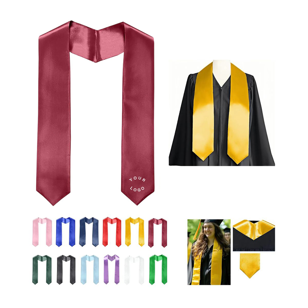 Satin Graduation Stole with Lightweight Professional Look 13