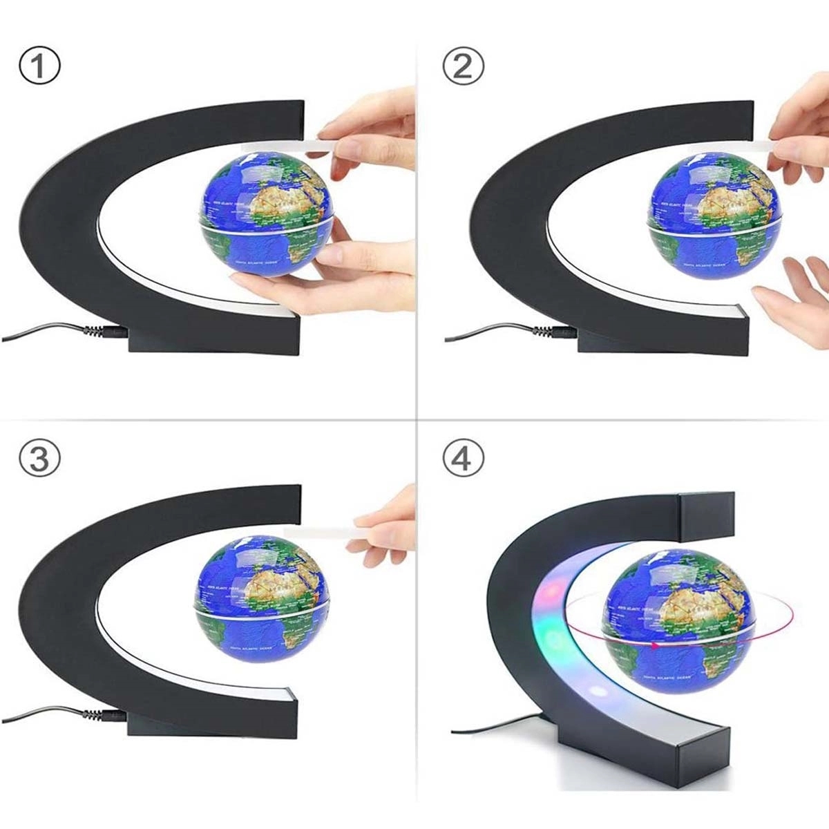 Magnetic Floating Globe with LED Light C Shape 5