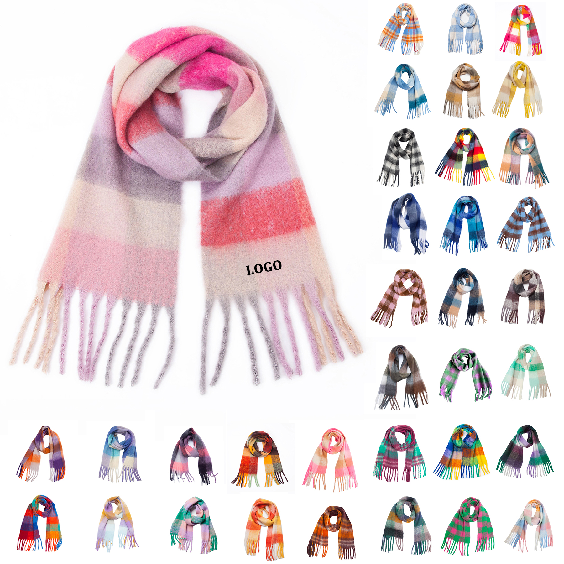 Big Coloured Checked Winter Warm Wrap Scarf 10
