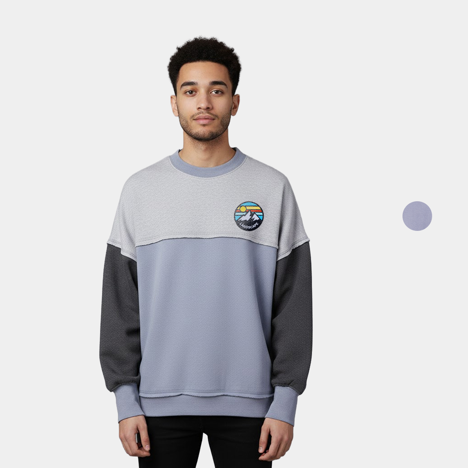 Genevieve Sueded Raw Edge Crew Sweatshirt 1