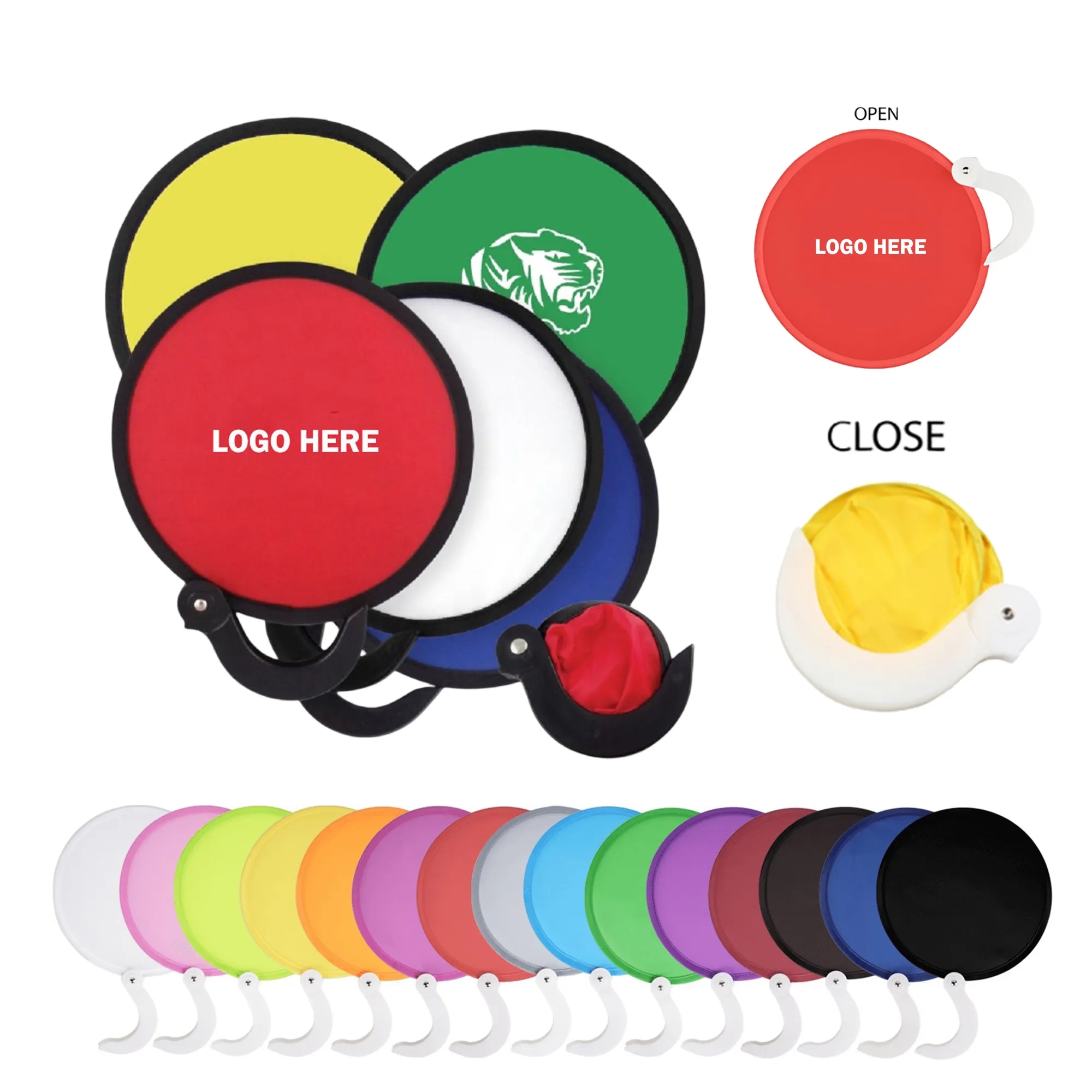 Foldable Round Disc Fans Pouch Trade Show Personal Giveaways 3