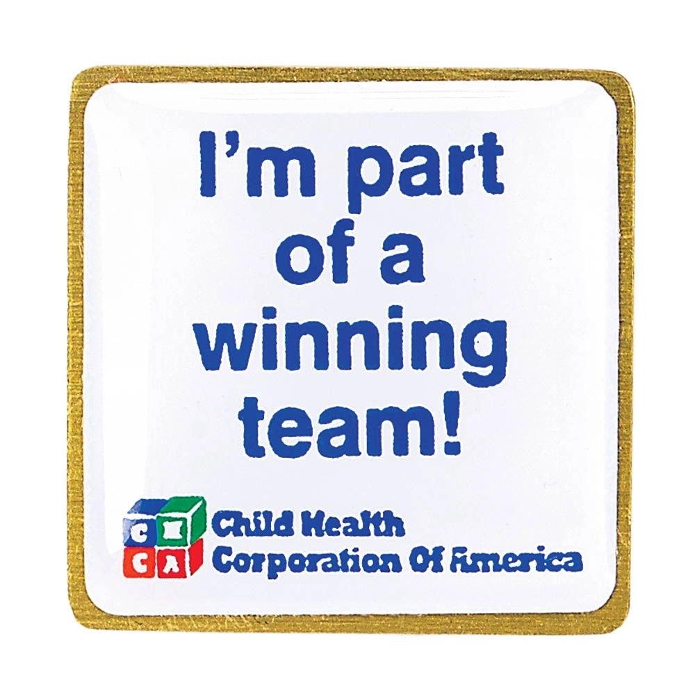 1" Custom Square Rounded Corner Mylar Lapel Pin 1