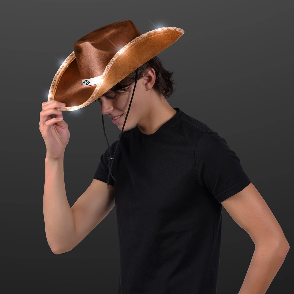 Deluxe Shiny Light Up Cowboy Hat with White Band 5