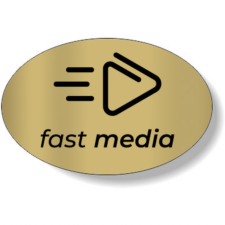 Dull Gold Foil Paper Flexo-Printed Stock Oval Roll Labels (1.625"x2.5")