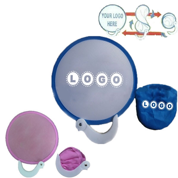Folding Polyester Fan With Pouch 1