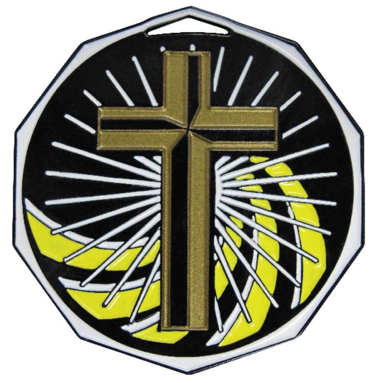 Religion Decagon Colored Medallion (2")