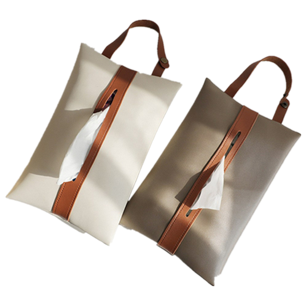 Leather Tissue Box w/Handle Car Accessory 2