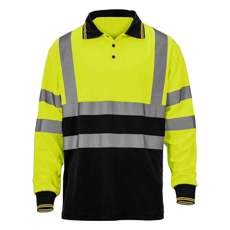 VISIPRO Long Sleeve Reflective Front Colorblock Safety Polo - BirdsEye Mesh - ANSI 107-2020 Class 3 5