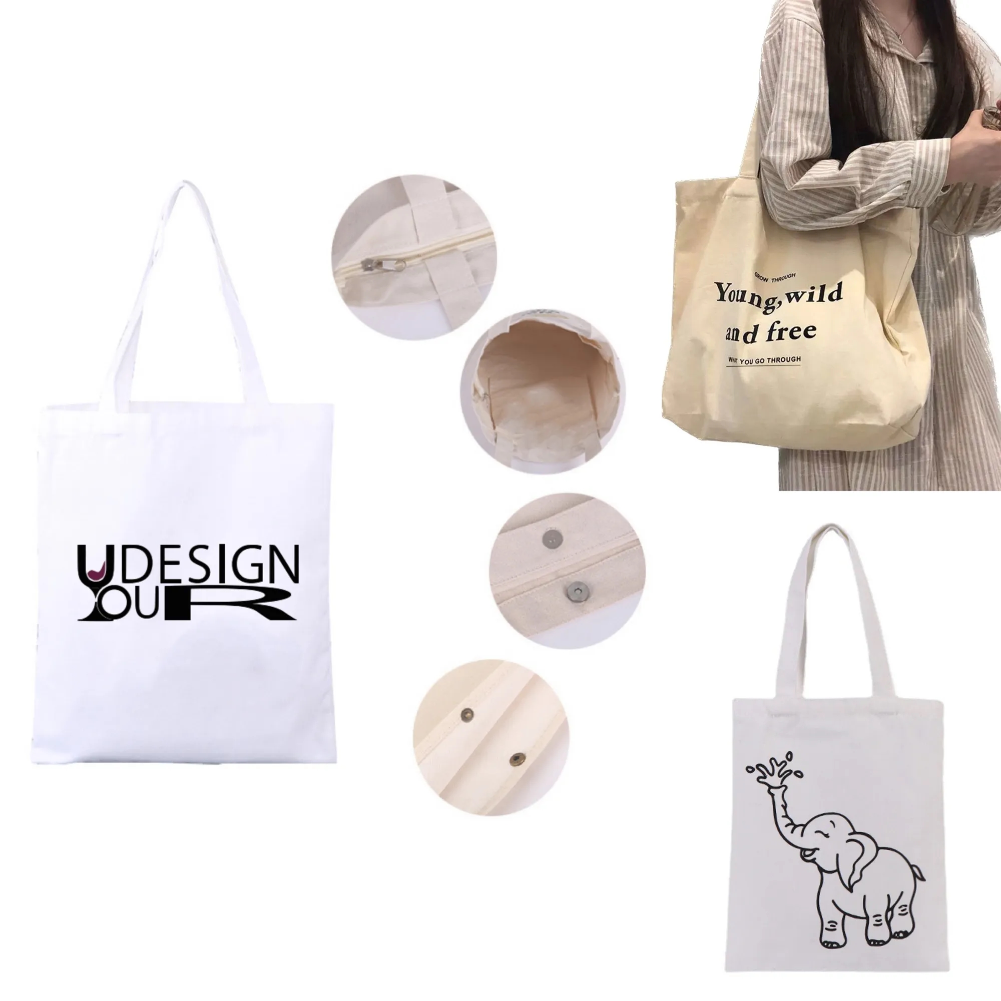 Classic Canvas Tote Bag. MOQ 100 PCS, custom tote bag with logo imprint 5