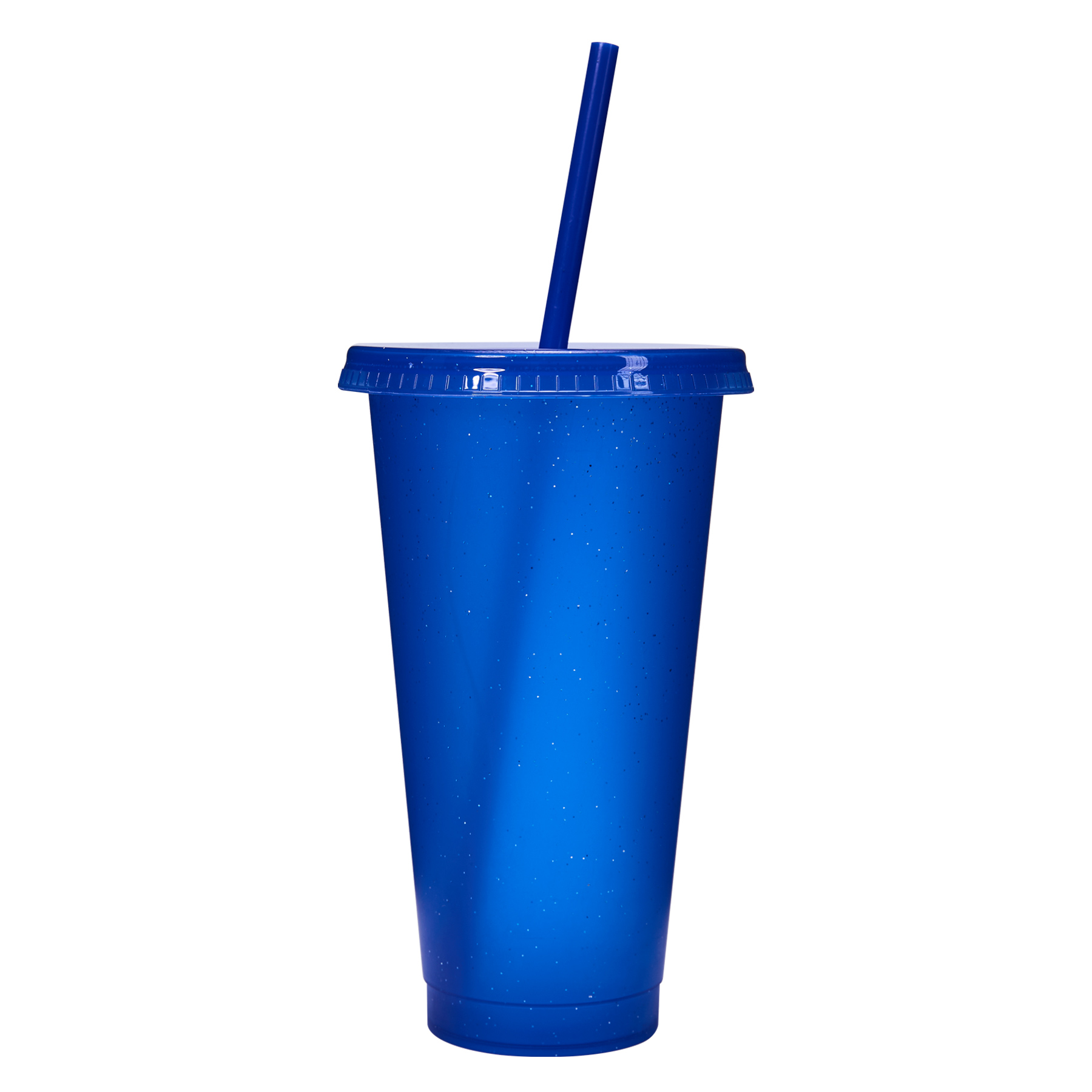 24 Oz Reusable Colorful Glitter Plastic Straw Cup W/ Splash Proof Lid 6