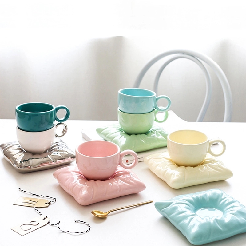 Custom 6.7 OZ. Ceramic Tea Cup Coffee Mug with Saucer Set 11