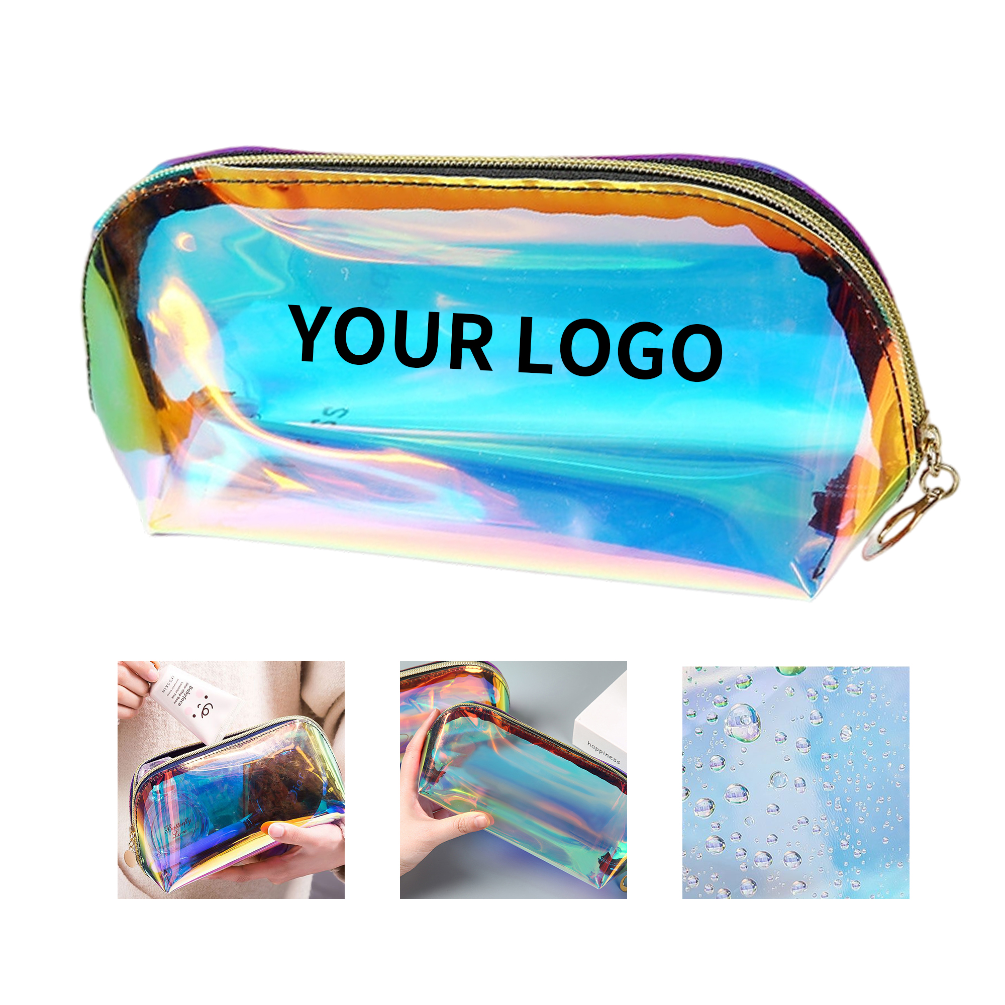 TPU Holographic Zippered Makeup Bag Waterproof Dust Proof 2