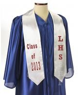 60" White Custom Graduation Stole 2