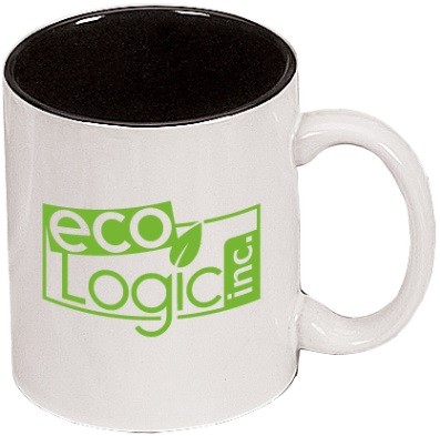 11 oz Black In / White Out Two Toned C Handle Mug