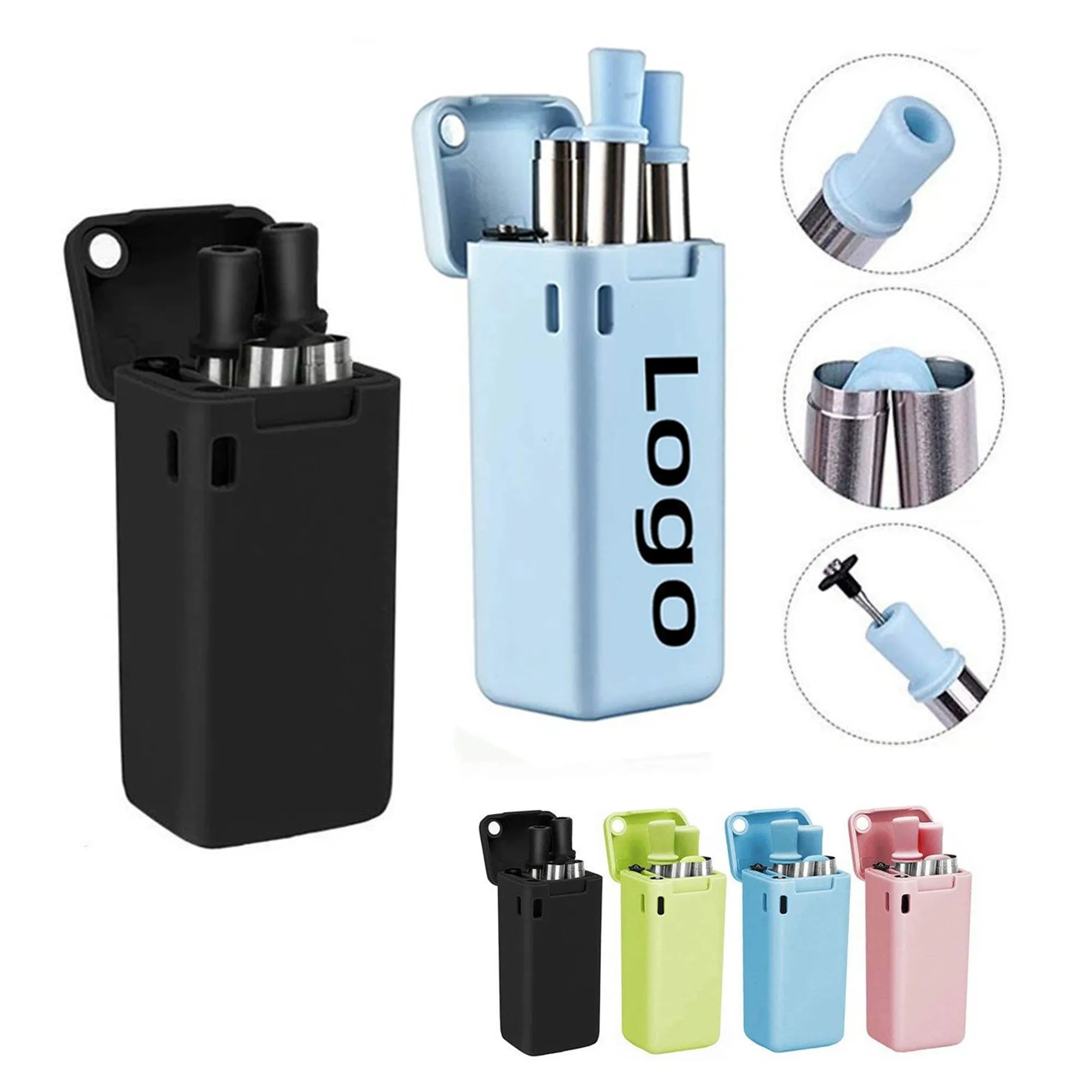 Foldable Stainless Steel Straw Set 4