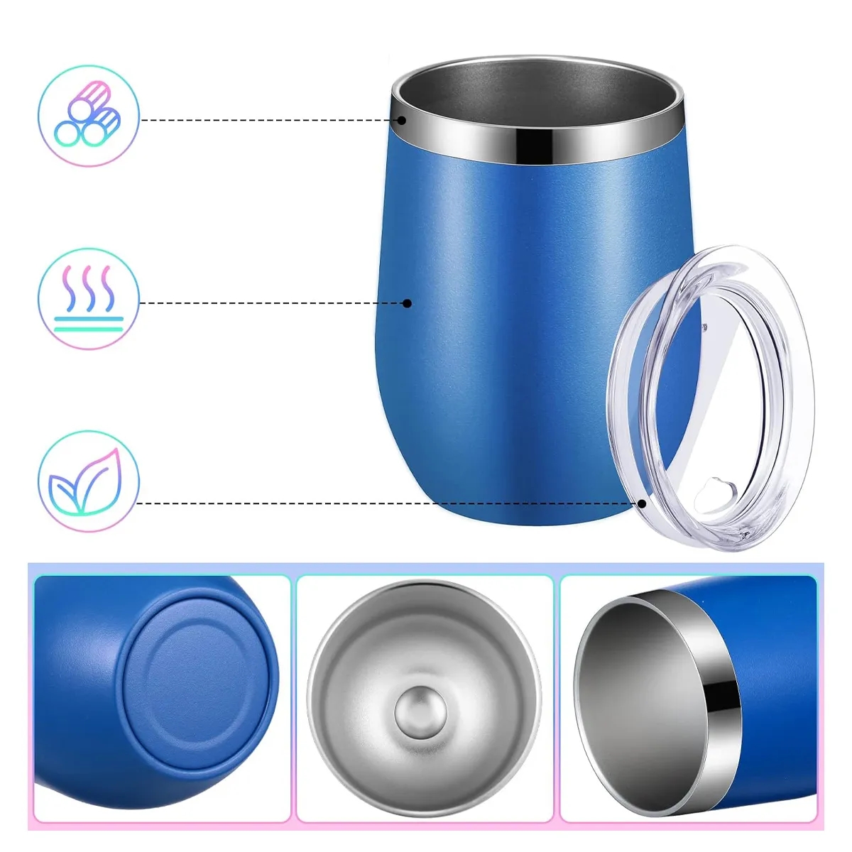 12 Oz Insulated Wine Tumbler with Lid 4