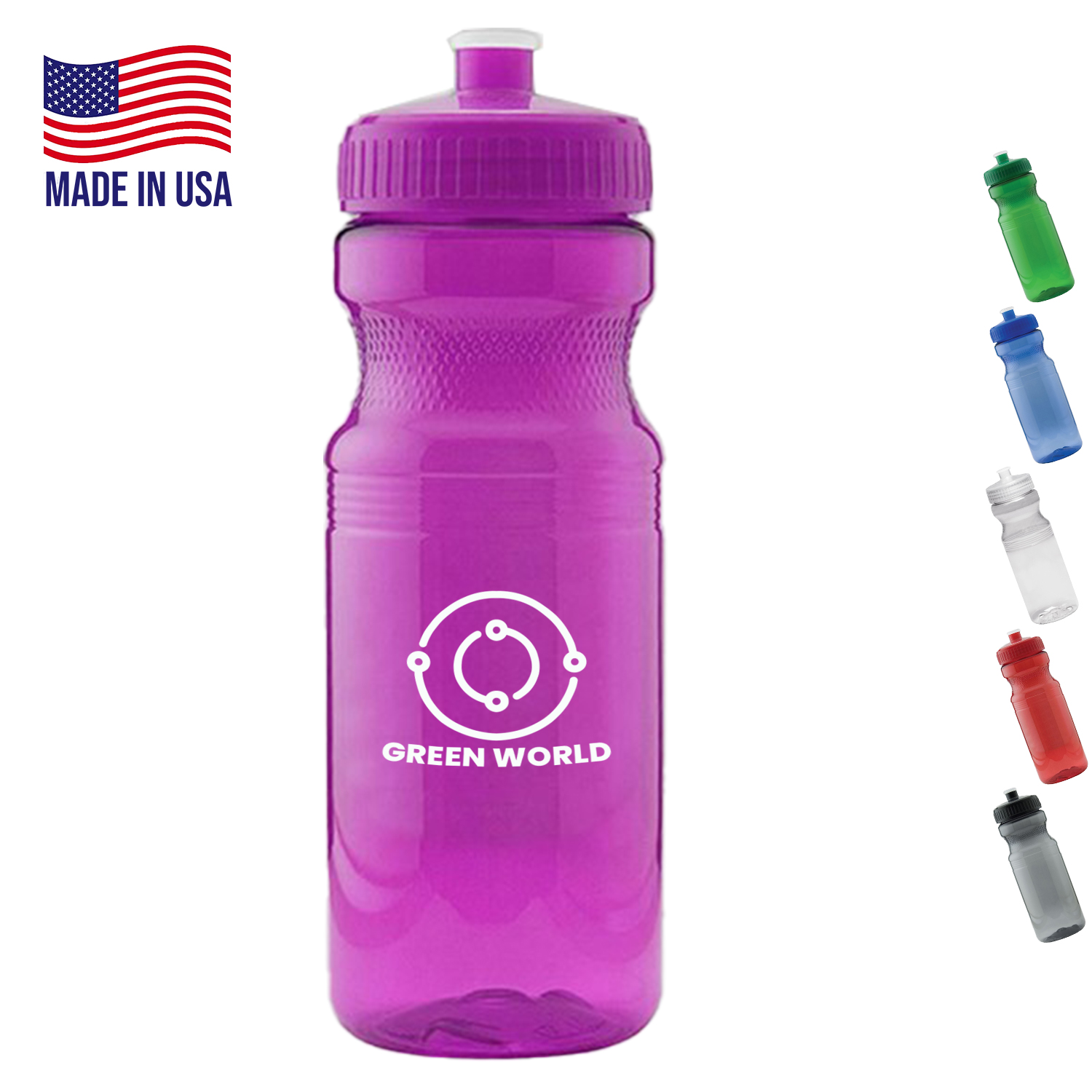 Colored Translucent USA made Bike Bottle 24 oz push spout 2