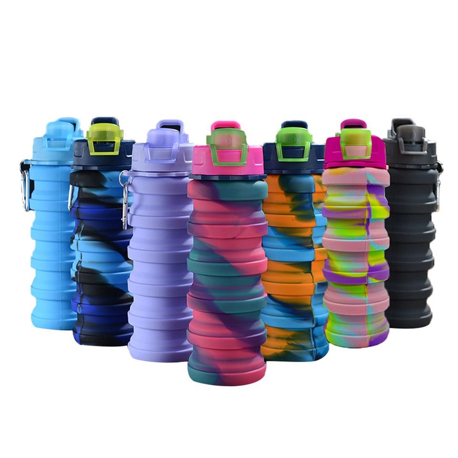 17 Oz. Rainbow Collapsible Water Bottle with Carabiner 7