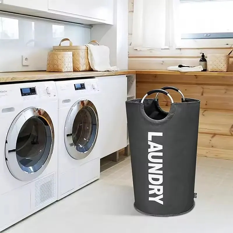 90L Large Laundry Basket Waterproof Clothes Bin Collapsible 5