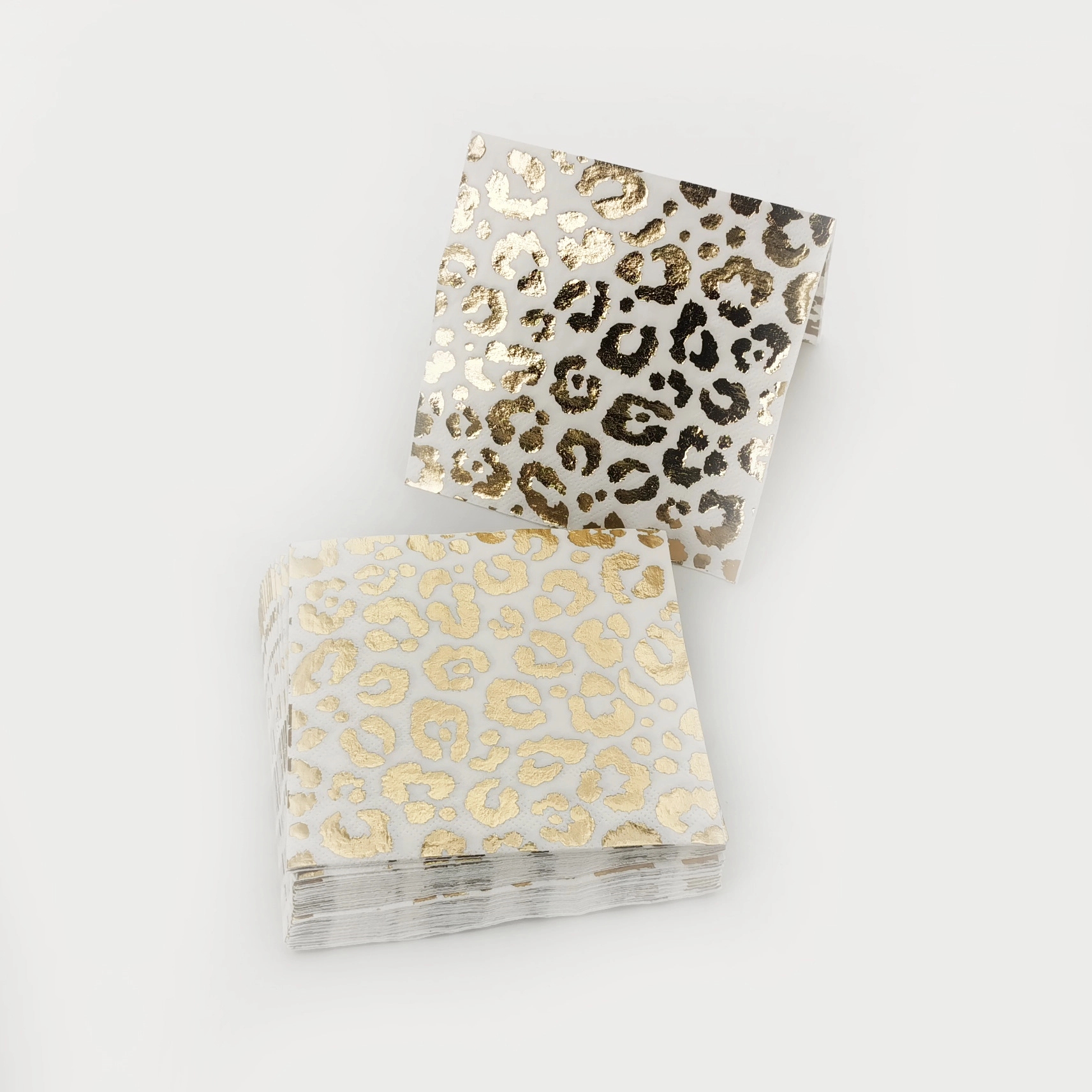 Custom Gold Foil Cheetah Print Paper Napkins 3
