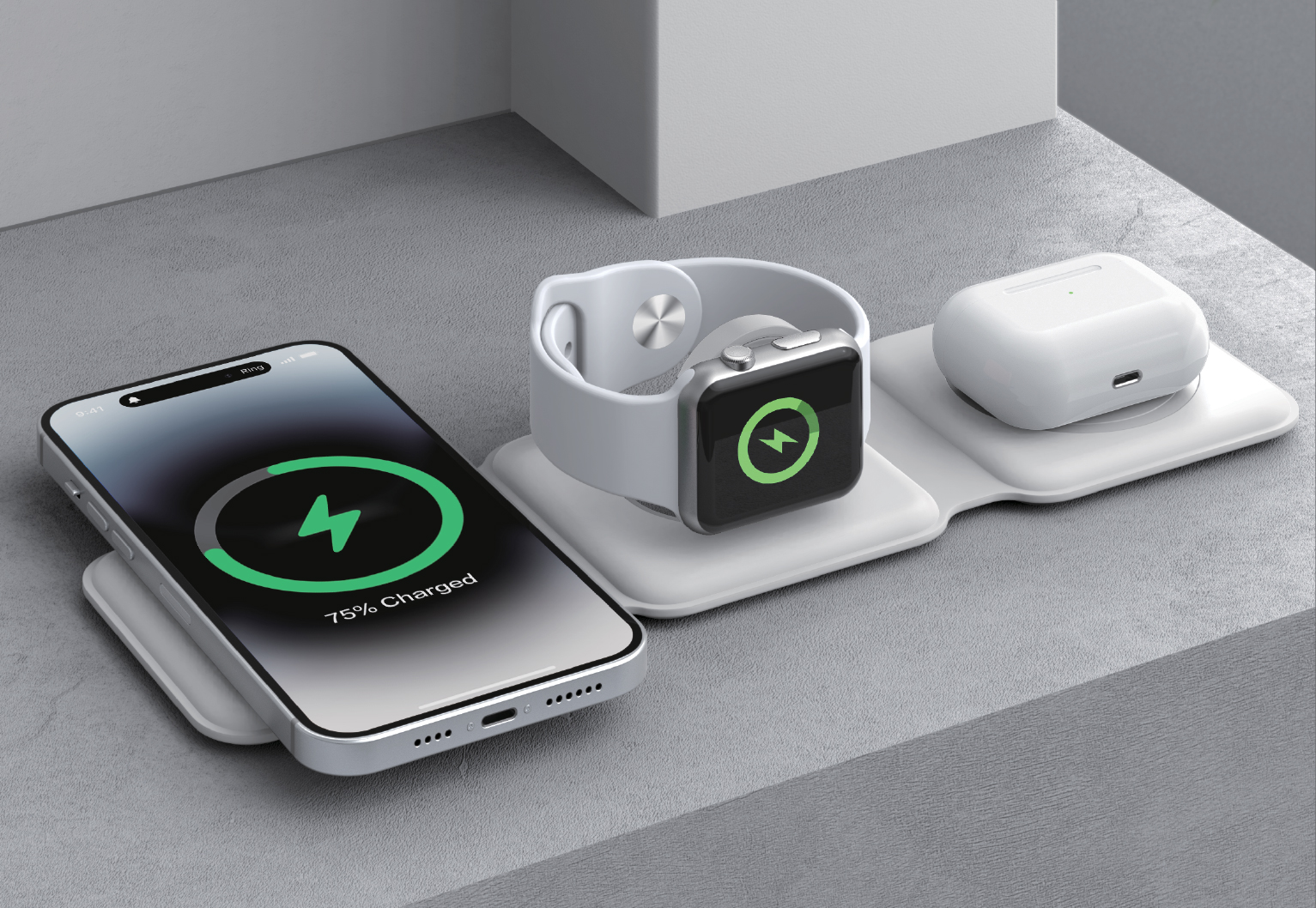 Trio Pro 3-in-1 Travel Charger White