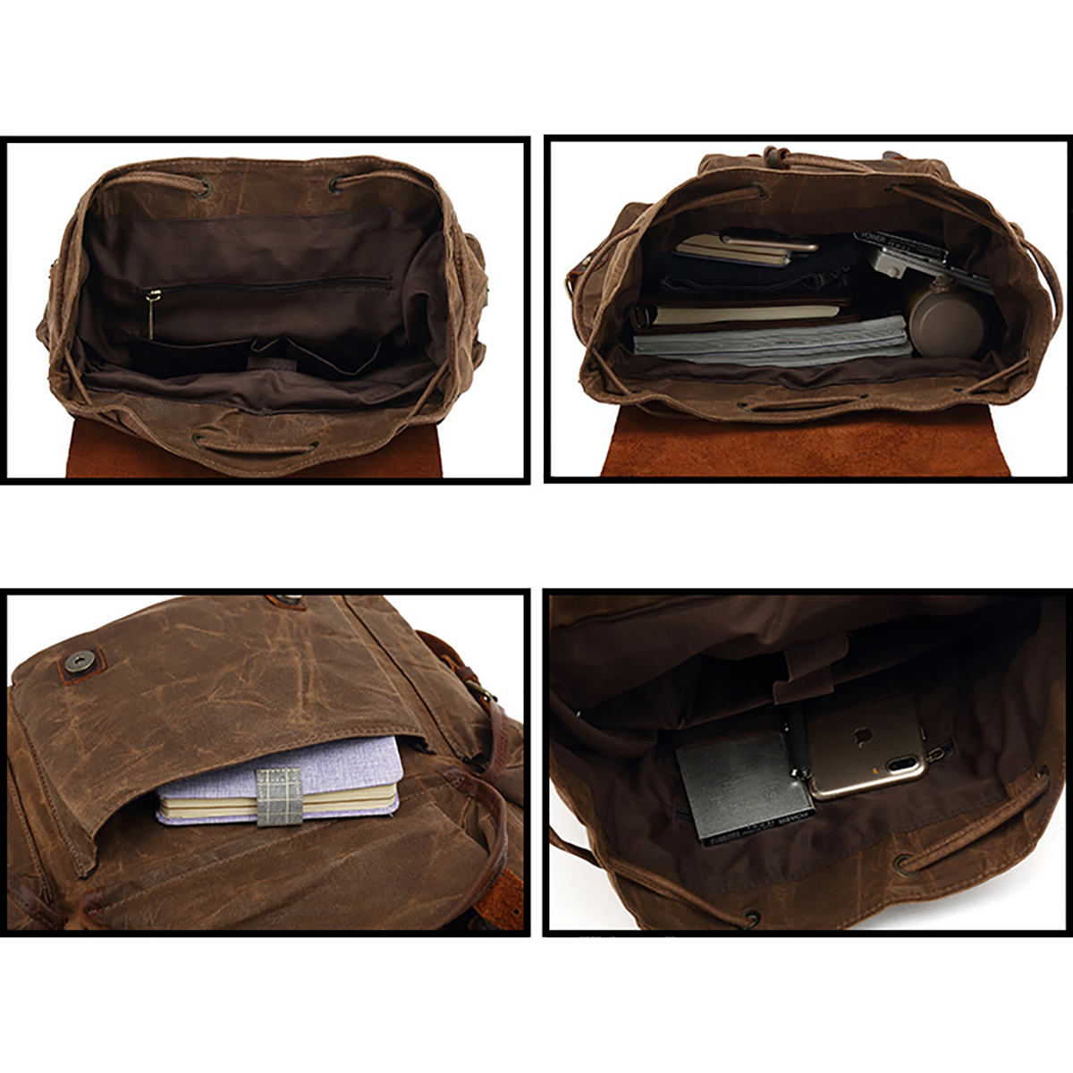 Canvas Backpack Travel Leather Bag Laptop 4