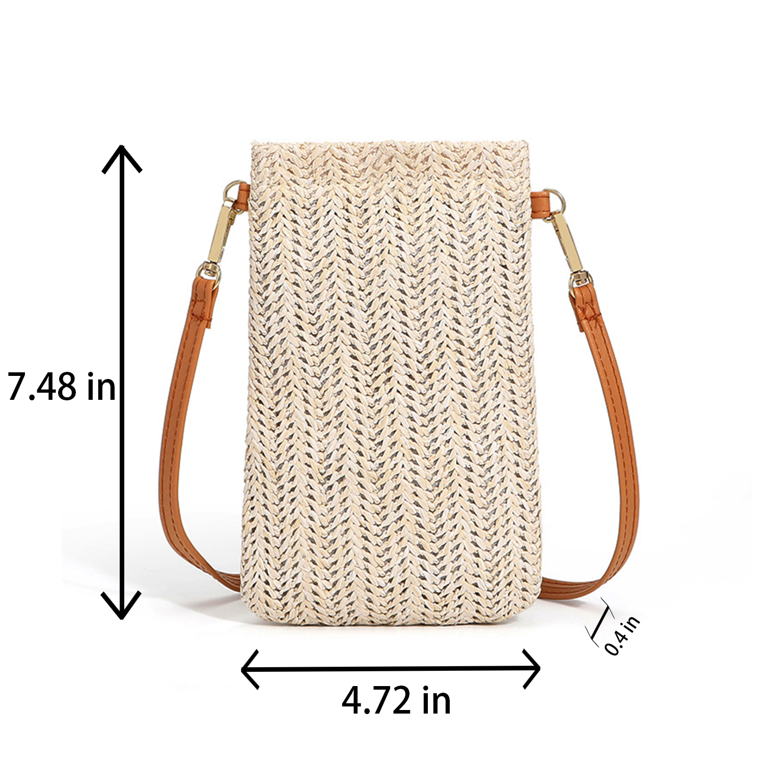 Braided Vertical Single-Shoulder Straw Crossbody Bag 4