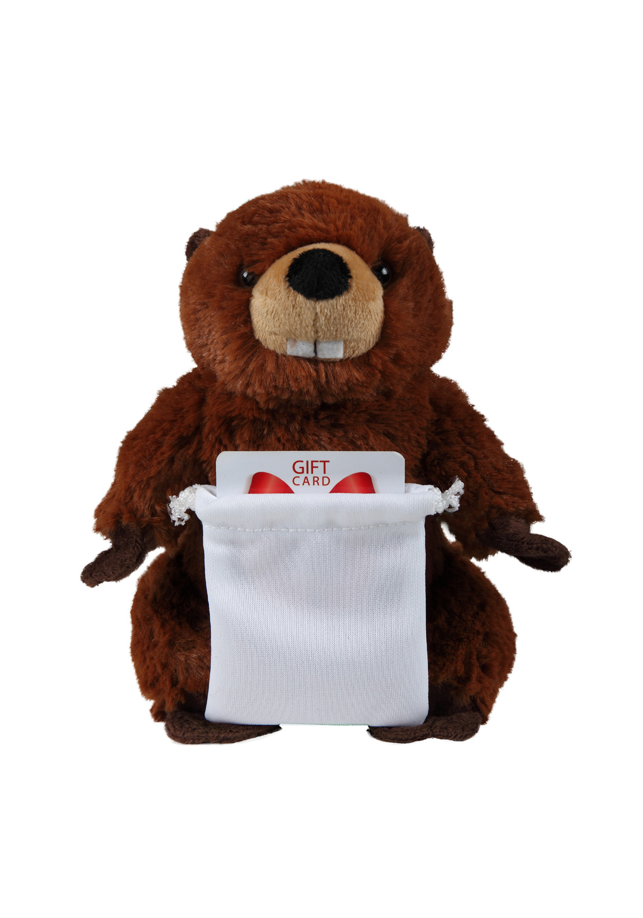Soft Plush Sitting Beaver with Gift Card Sack 5