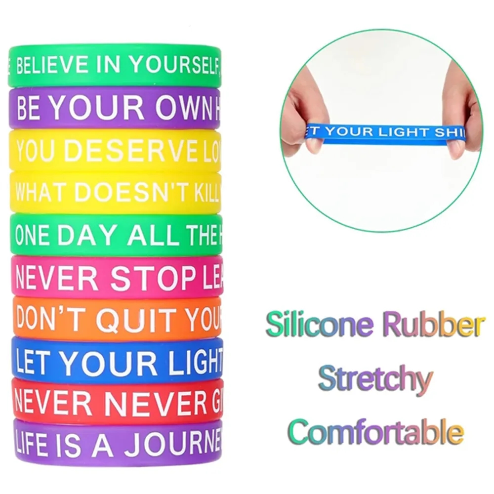 1/2" Width Silicone Wristband Custom Bracelet 1