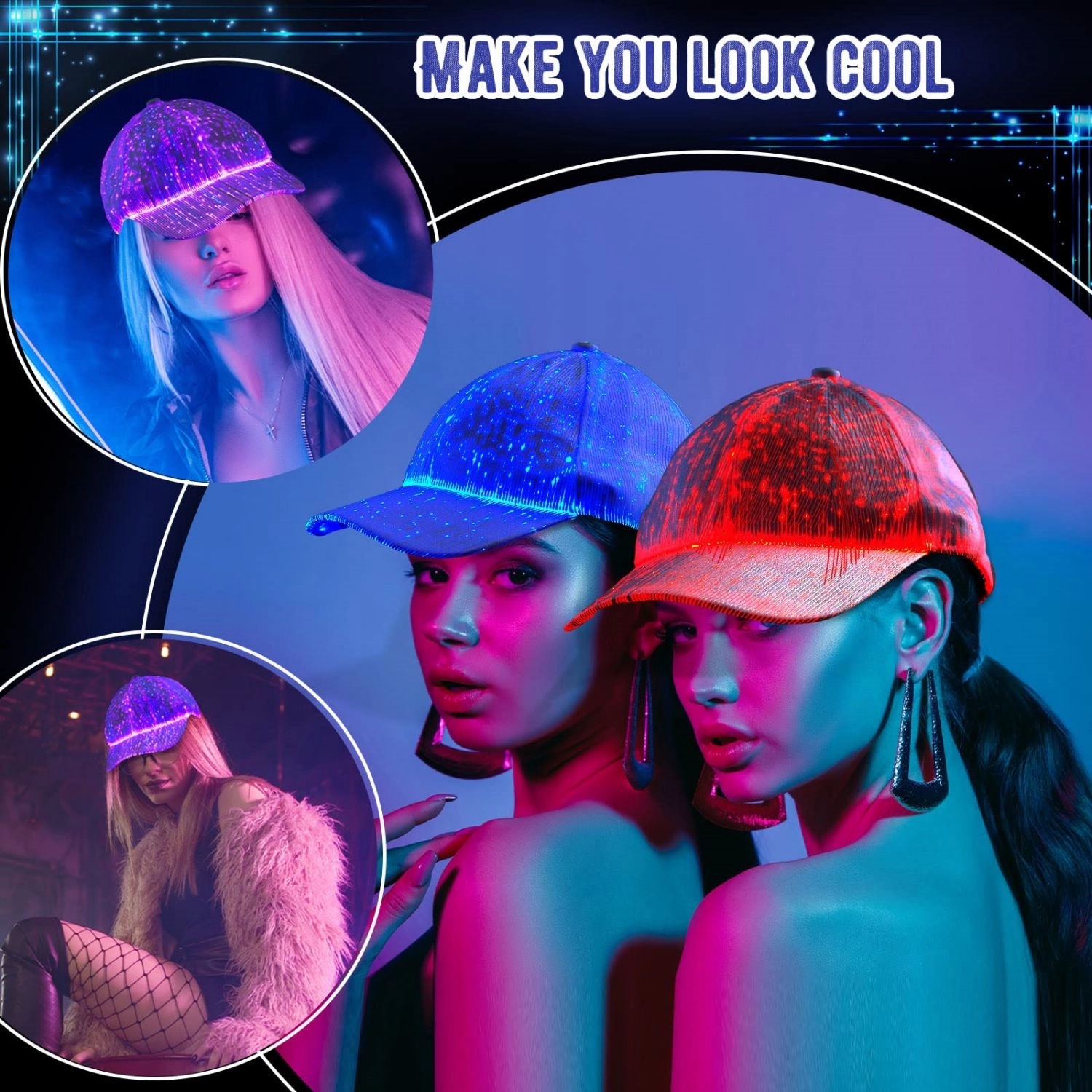 Led Hat Light Up Baseball Cap 7 Colors Luminous 3