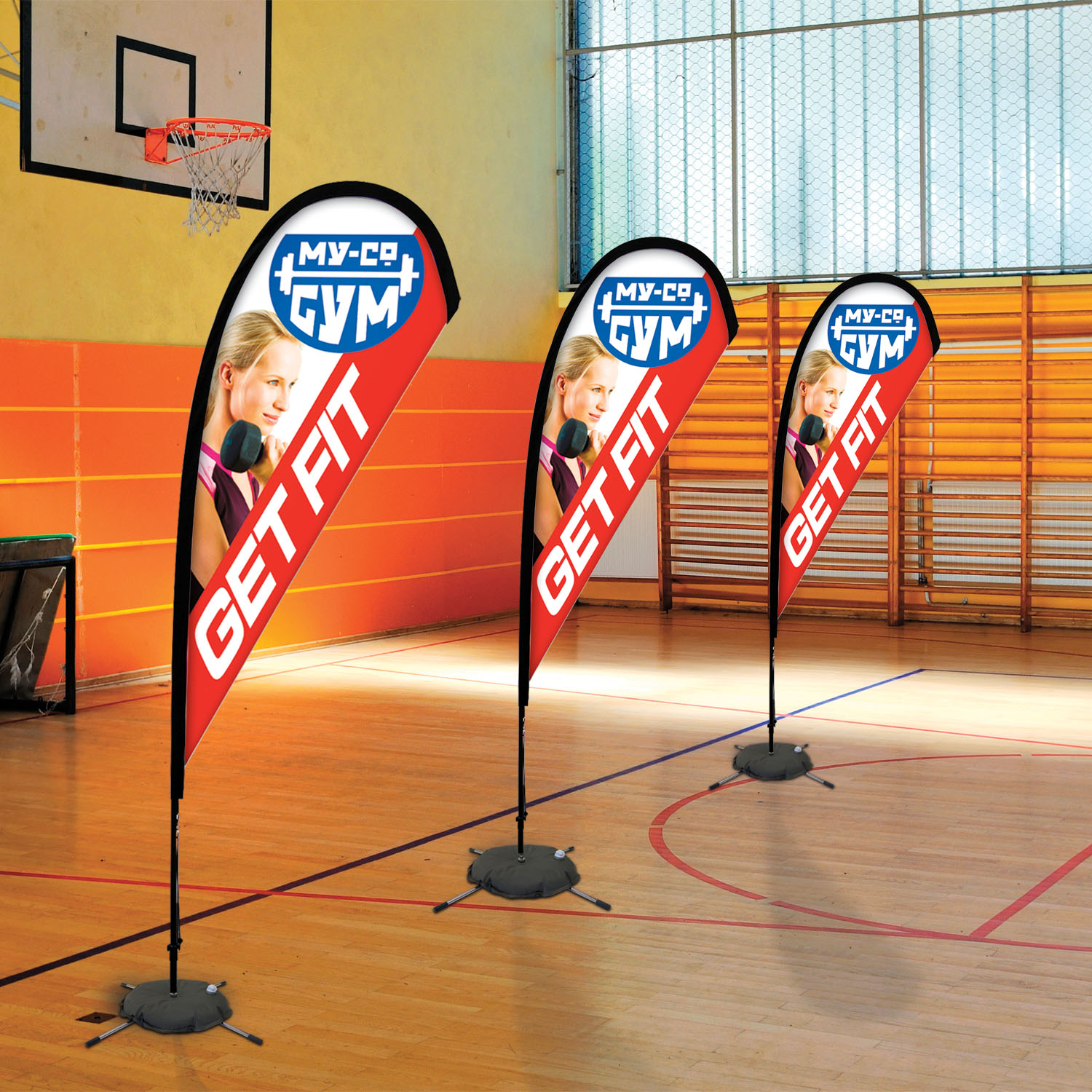 8' Premium Teardrop Sail Sign Kit (Double-Sided with Scissor Base) 6